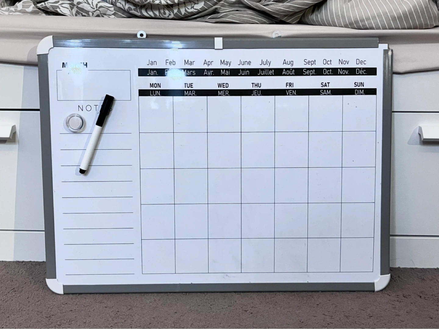 Monthly Dry Erase Whiteboard Calendar