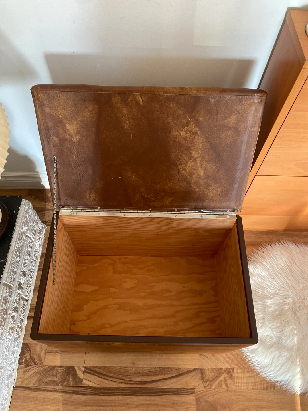 Brown Faux Leather Storage Ottoman - photo 3