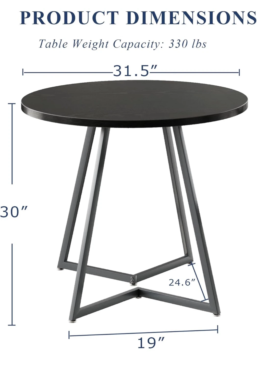Black Round Dining Table with 2 Chairs - photo 2