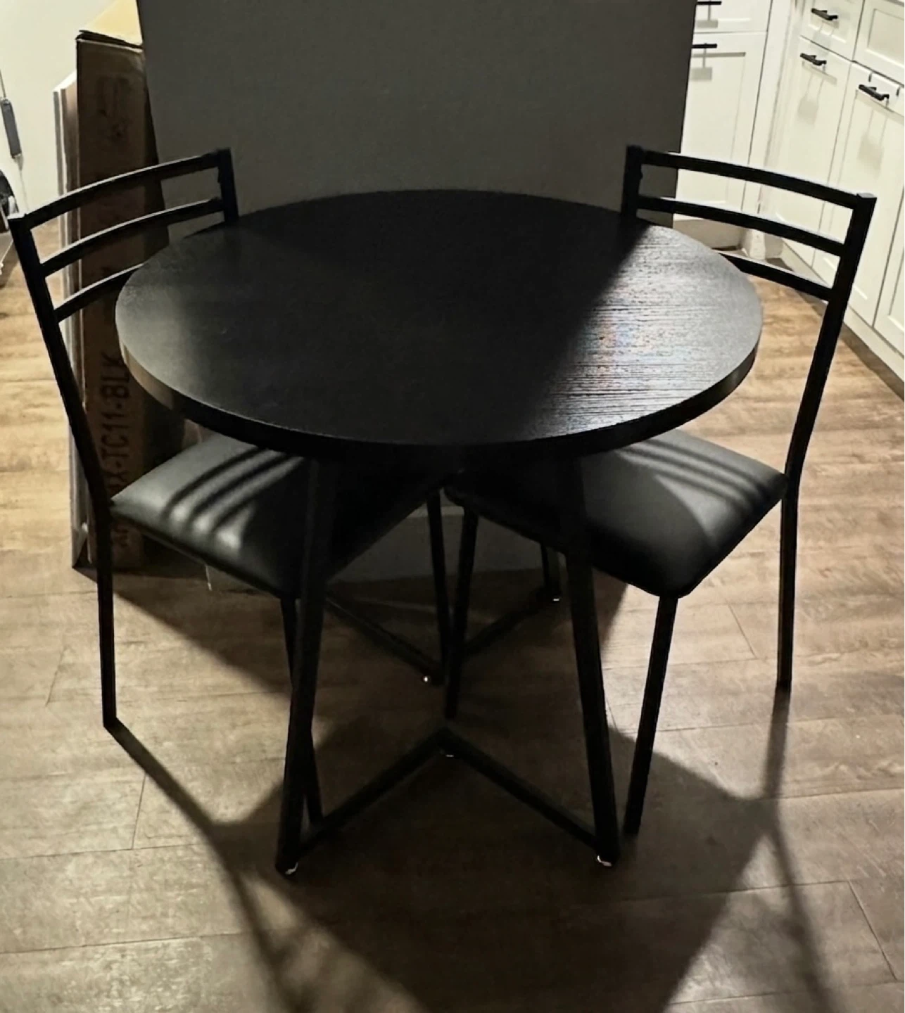 Black Round Dining Table with 2 Chairs