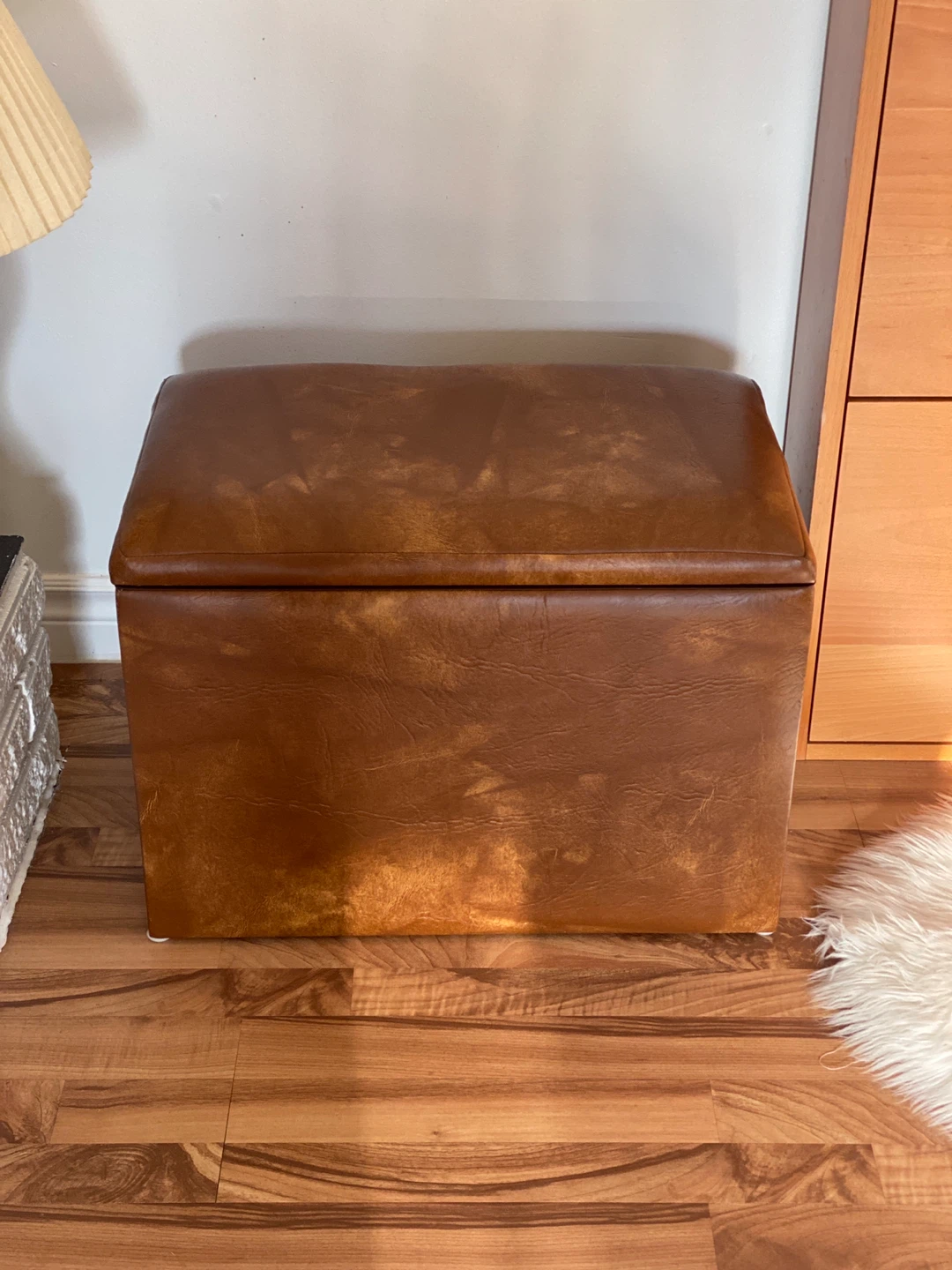 Brown Faux Leather Storage Ottoman - photo 4
