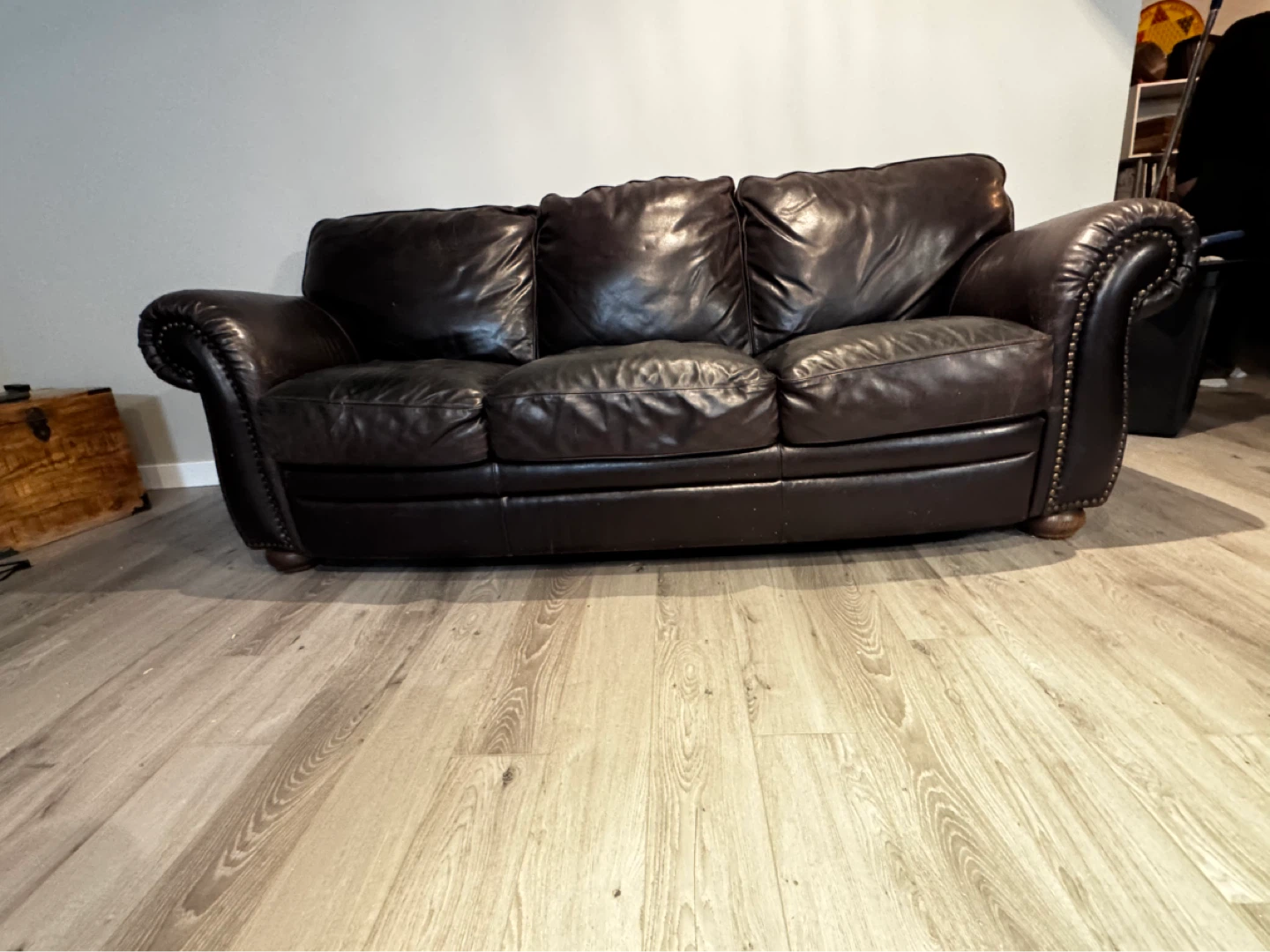 Natuzzi Dark Brown Leather Sofa - photo 2