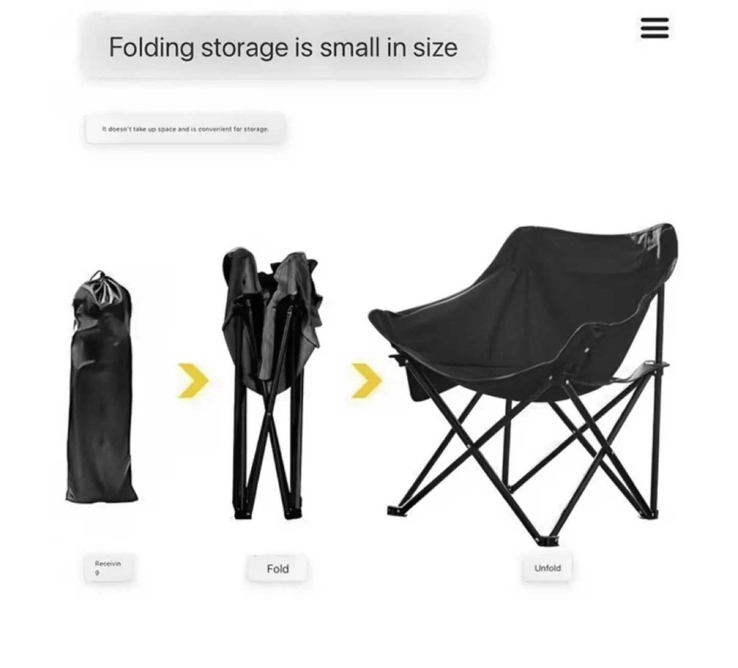 Black Folding Camp Chair with Cup Holder - photo 2