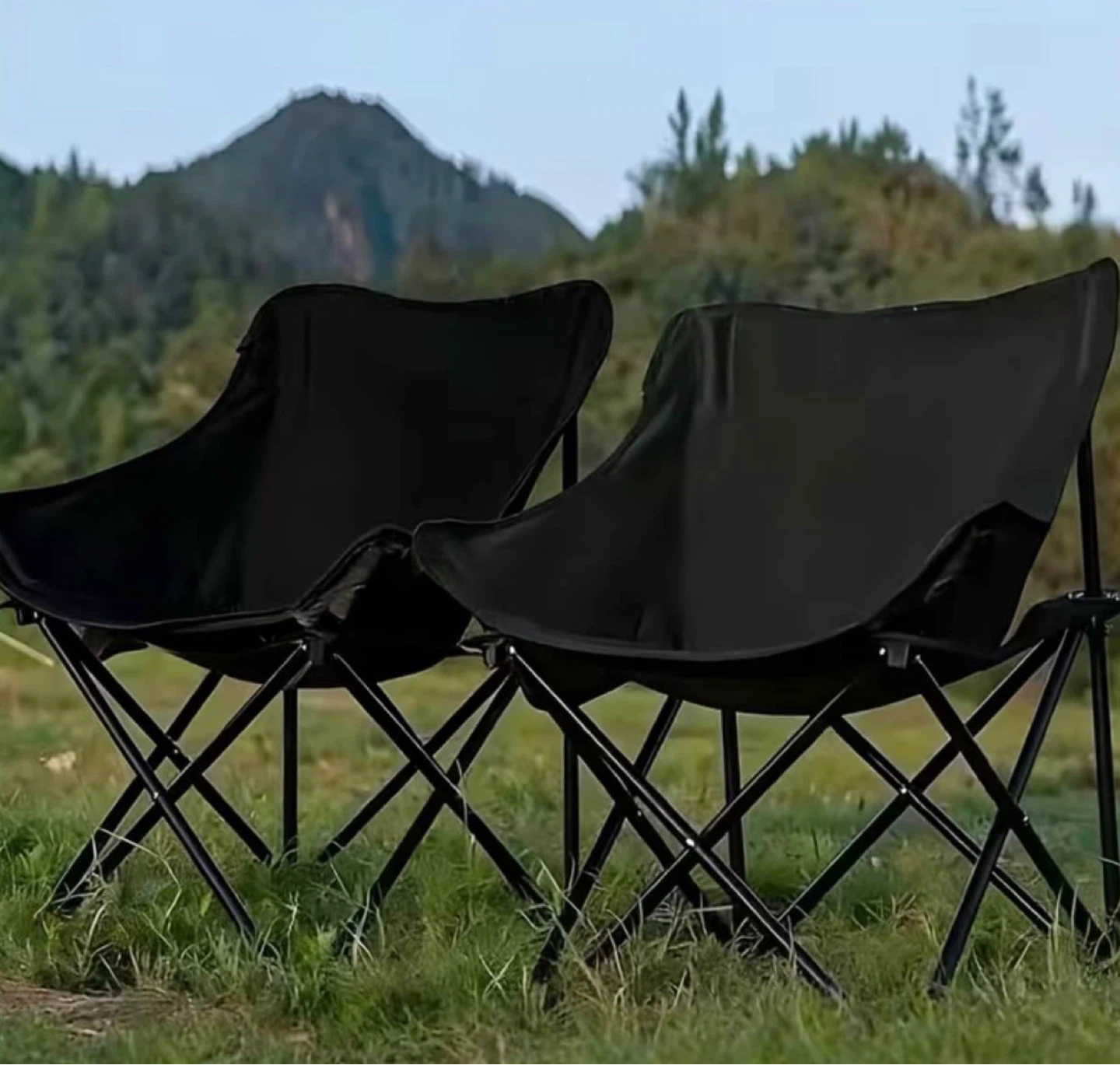 Black Folding Camp Chair with Cup Holder - photo 5