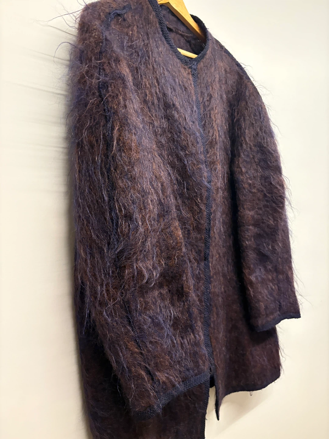 Vintage Purple/Aubergine & Brown Mohair-Cardigan