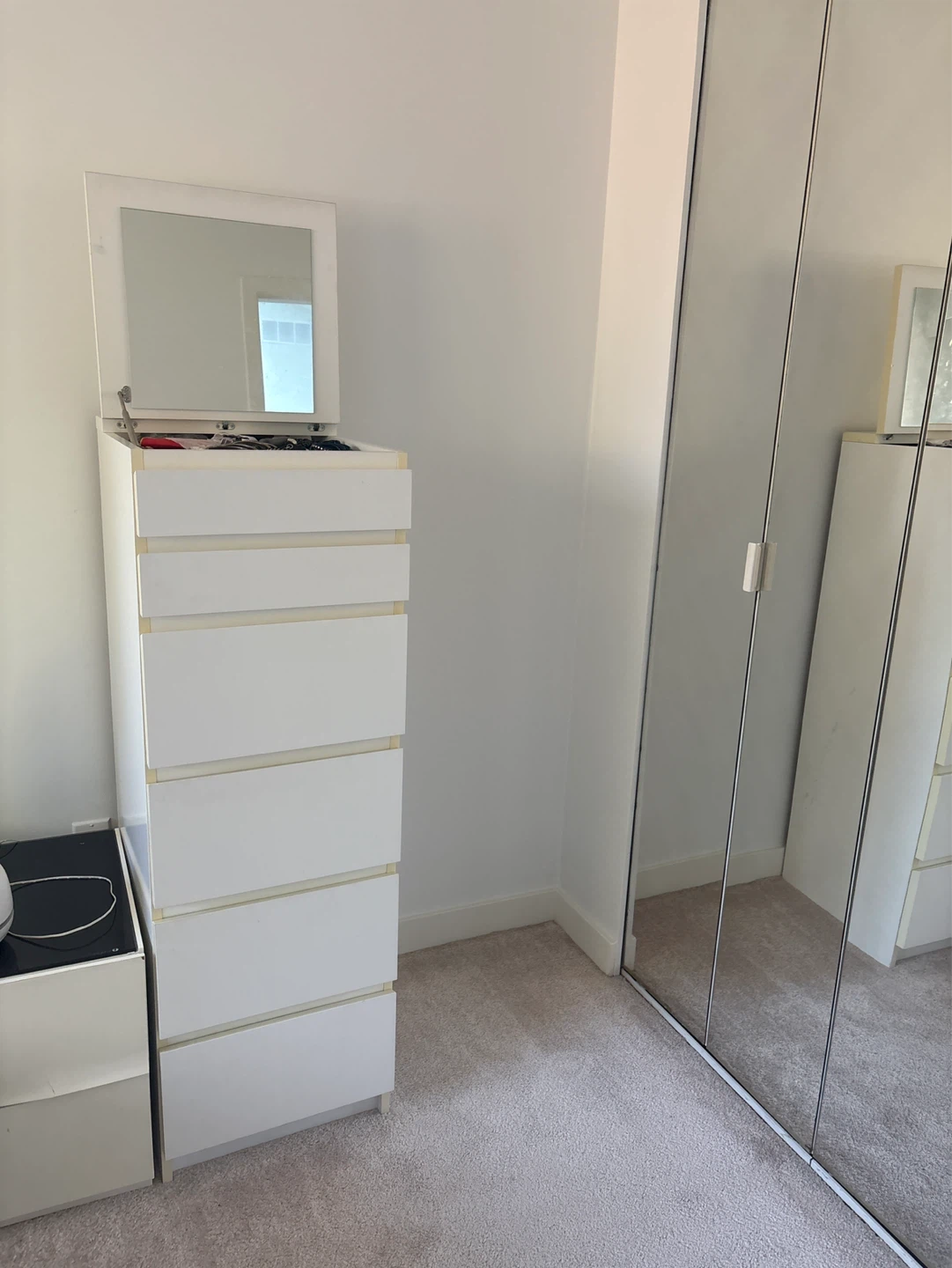 White Tall Dresser with Mirror