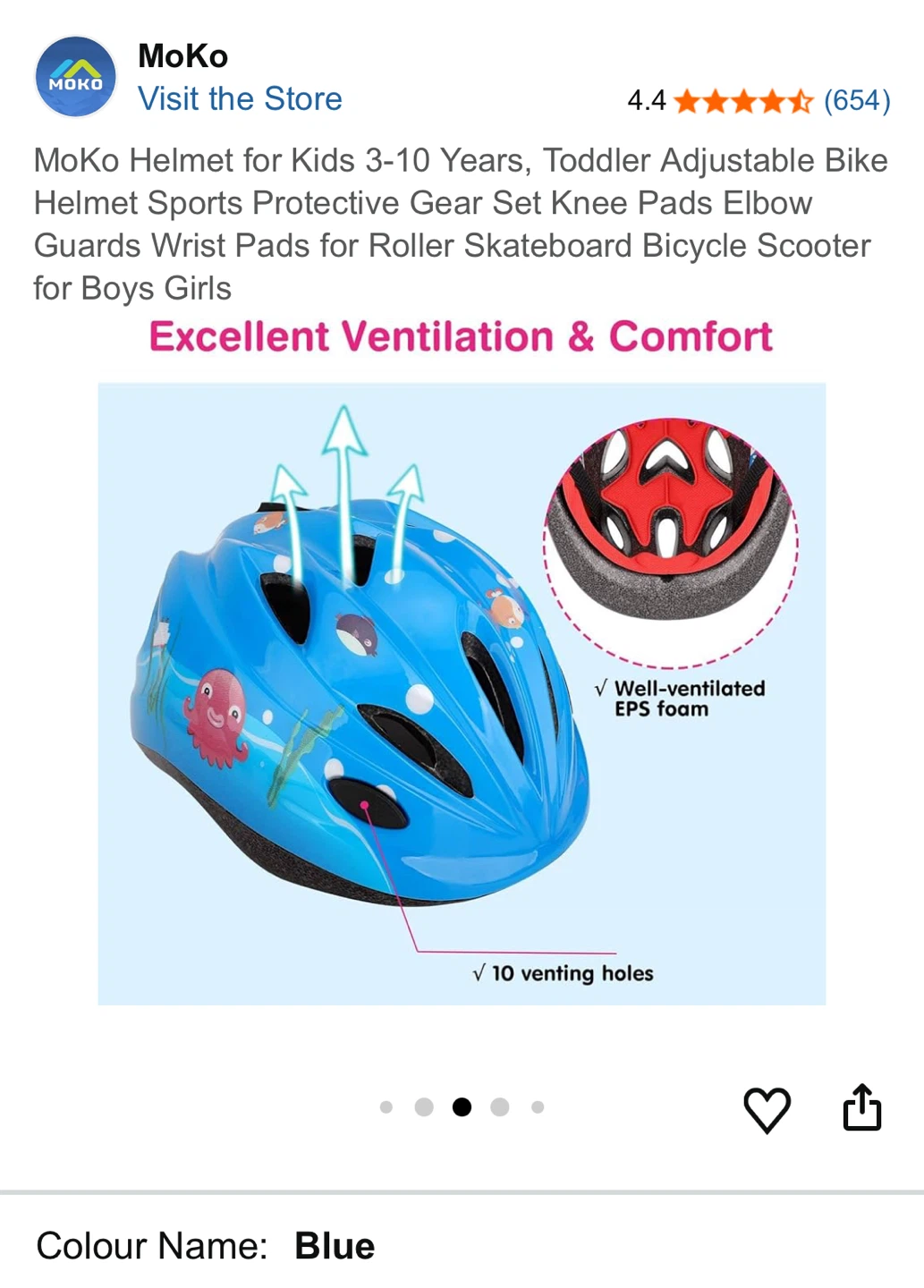 MoKo Kids Helmet and Protective Gear Set - Blue - photo 4