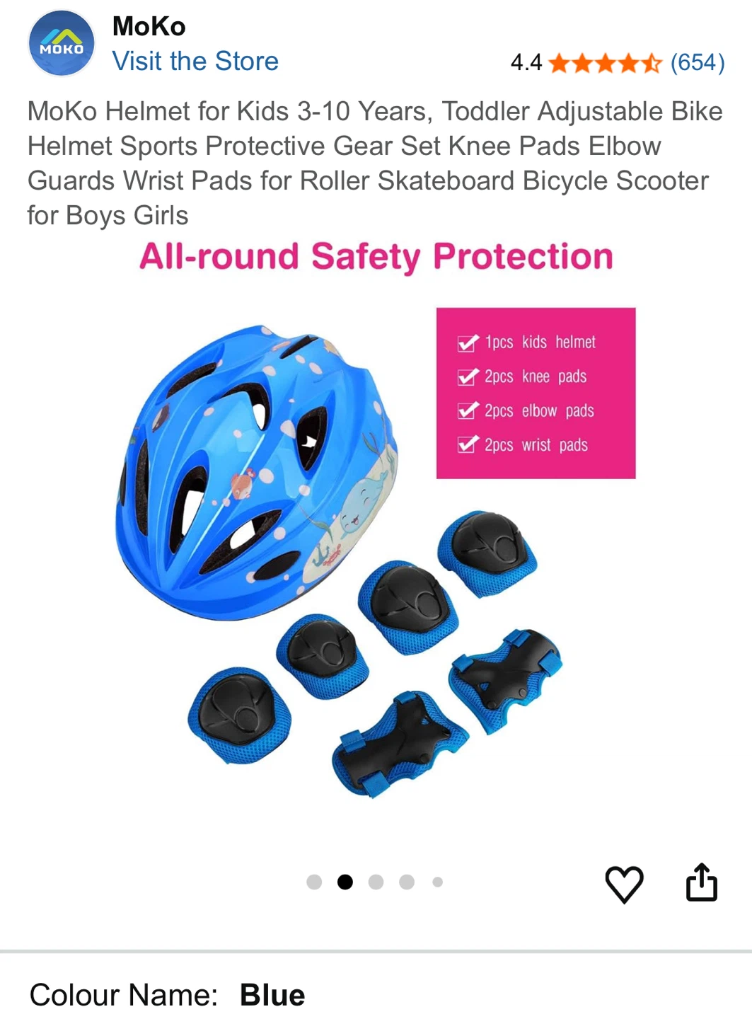MoKo Kids Helmet and Protective Gear Set - Blue - photo 2