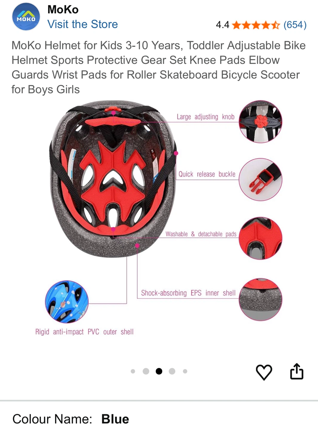 MoKo Kids Helmet and Protective Gear Set - Blue - photo 3