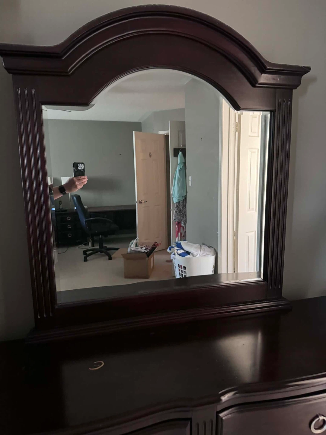 Dark Wood Dresser with Mirror - photo 4
