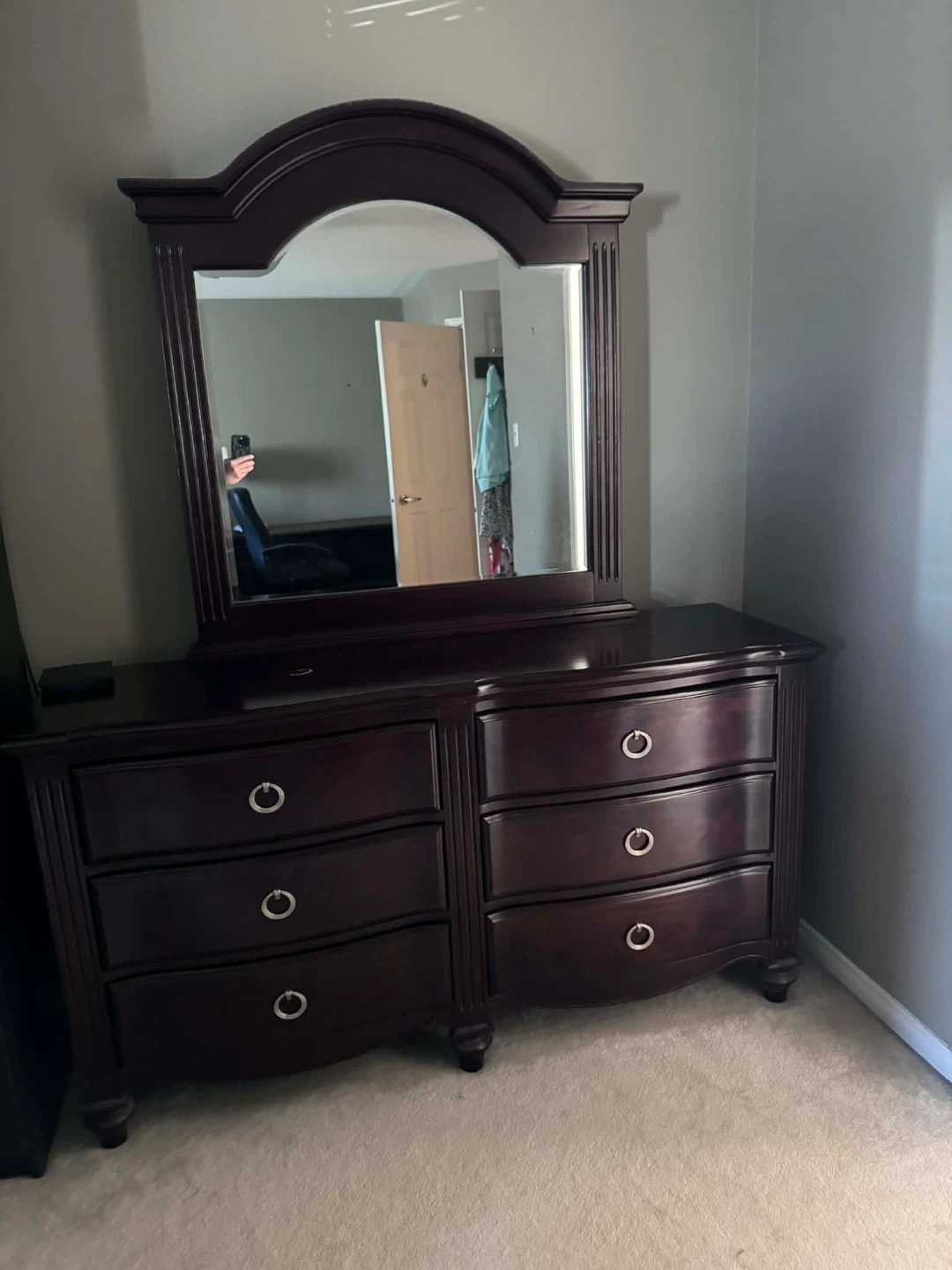 Dark Wood Dresser with Mirror