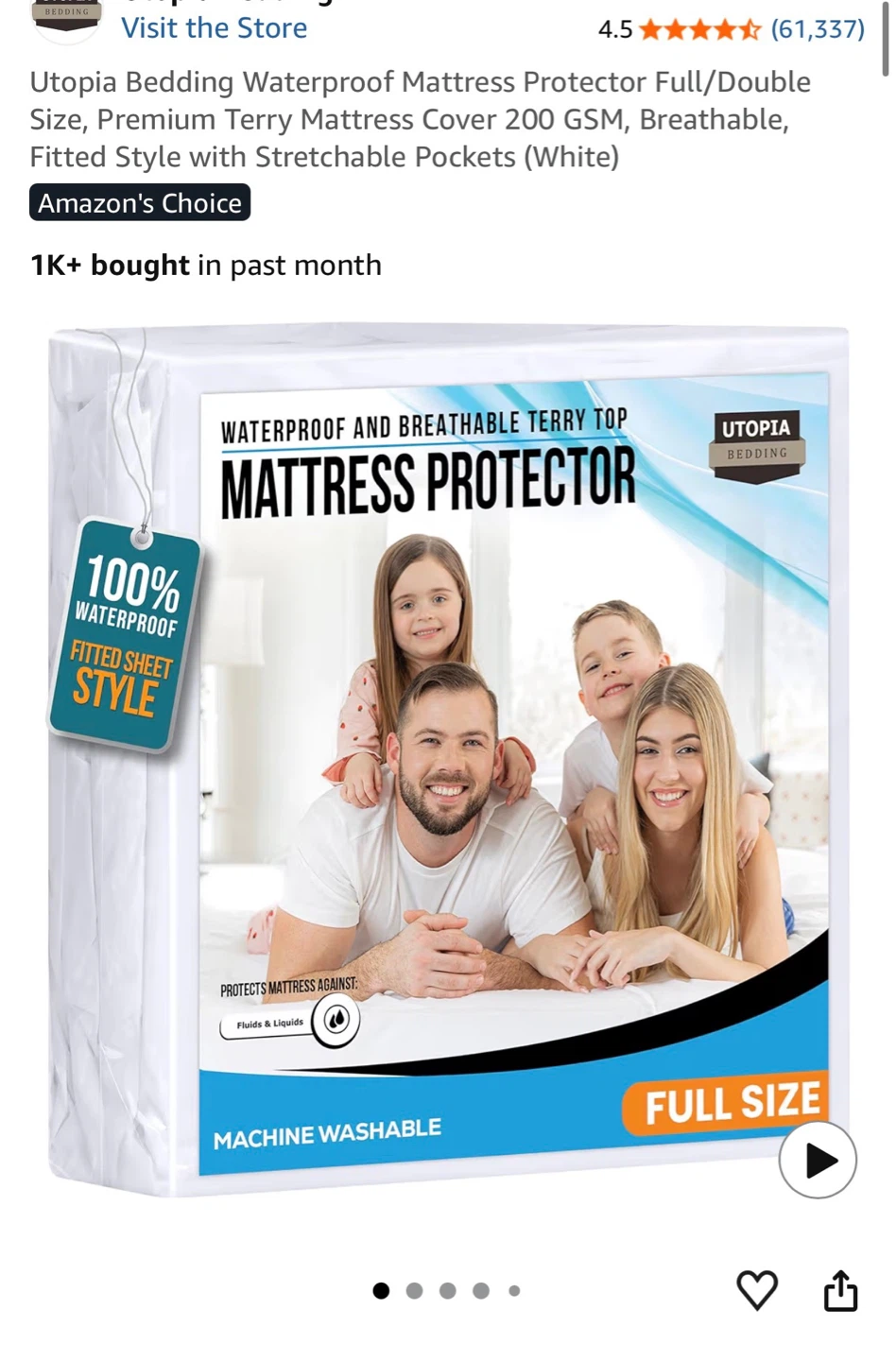 Waterproof Terry Top Mattress Protector - Full Size - photo 3