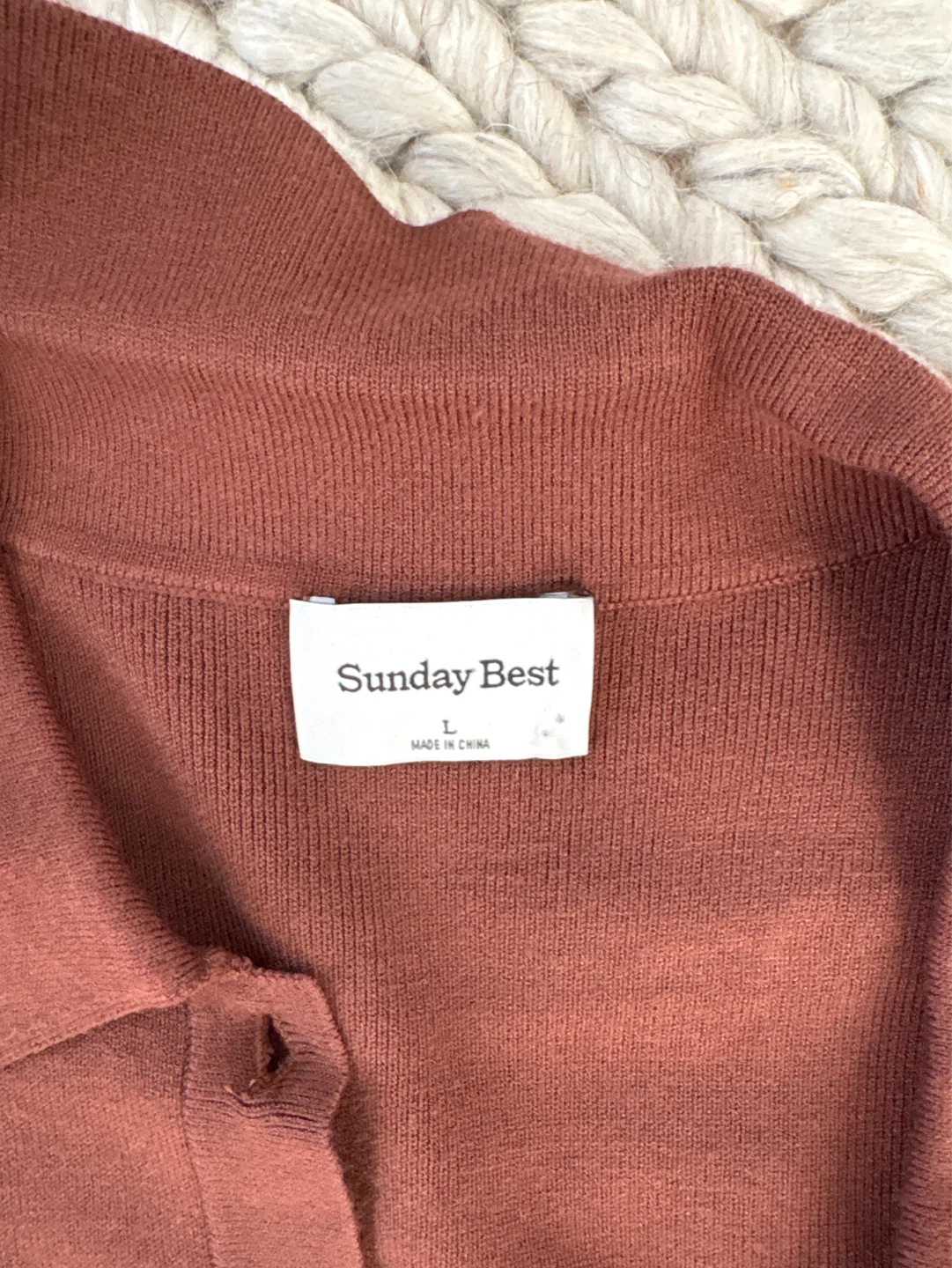 Sunday Best Brown Collared Button-Up Midi Dress - Size L