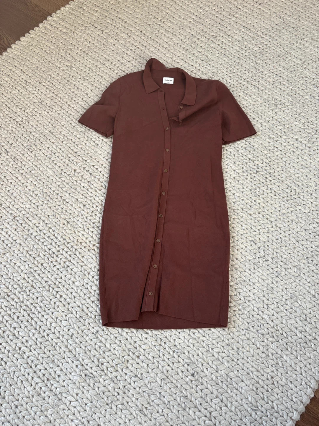 Sunday Best Brown Collared Button-Up Midi Dress - Size L - photo 2