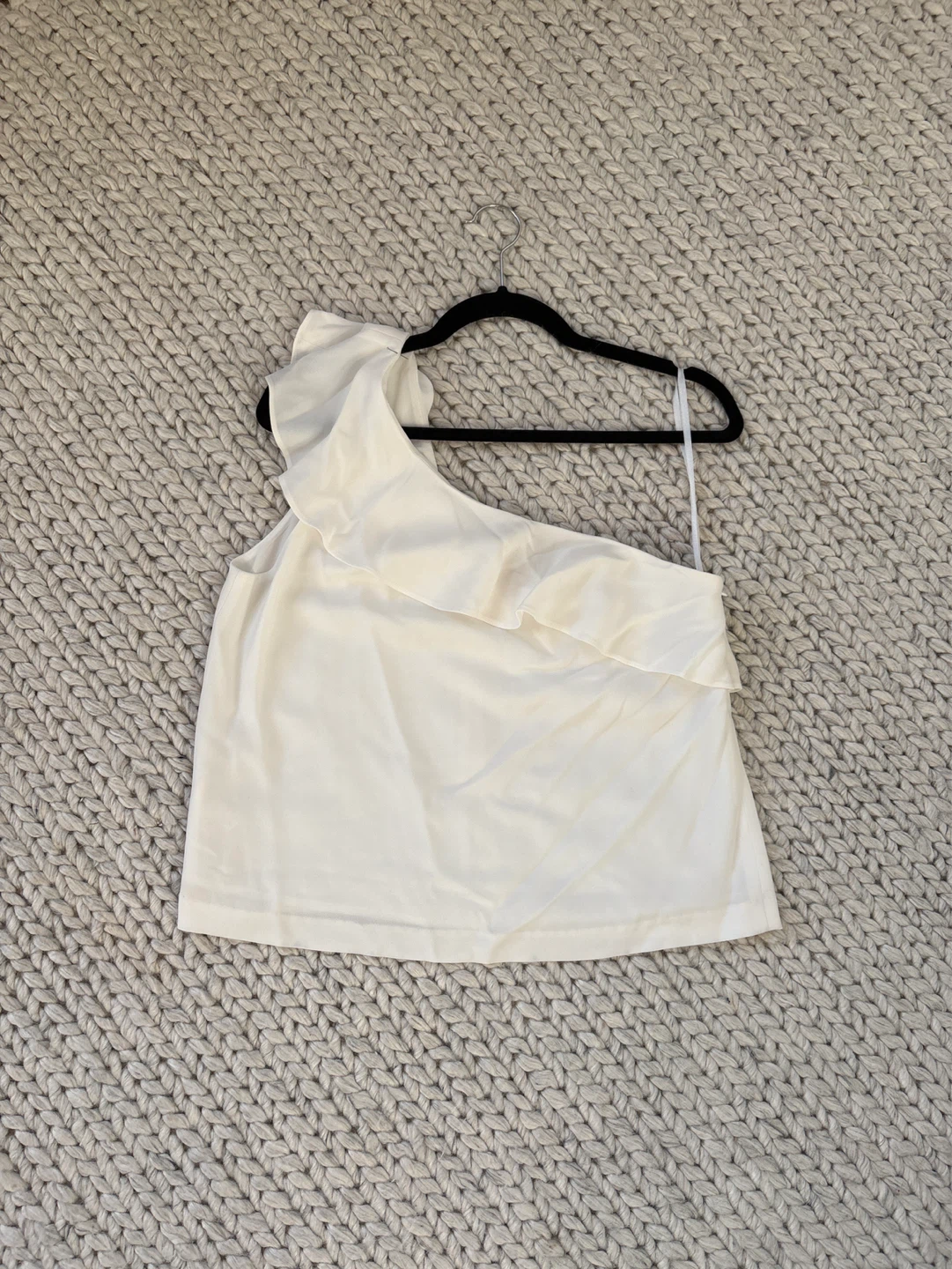 White One-Shoulder Ruffle Top