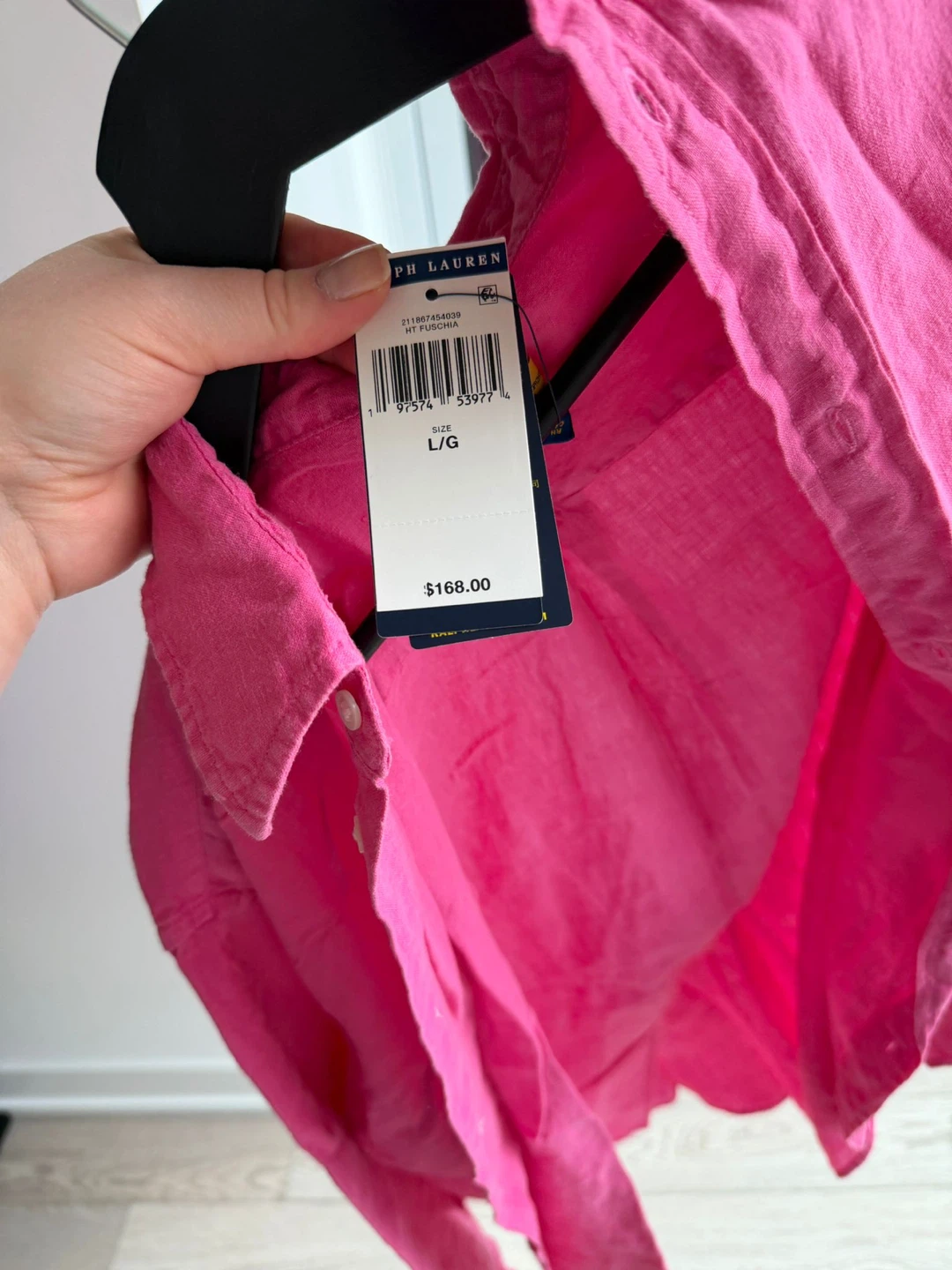 Polo Ralph Lauren Linen Shirt - Fuchsia - Size L - photo 2