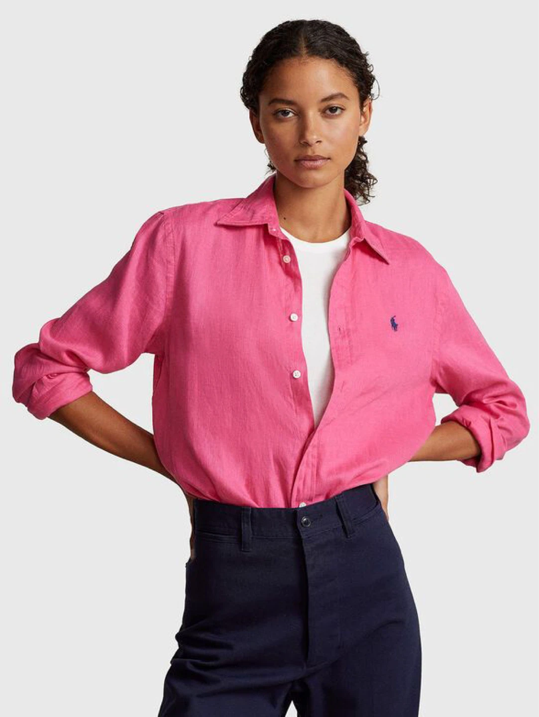 Polo Ralph Lauren Linen Shirt - Fuchsia - Size L - photo 4