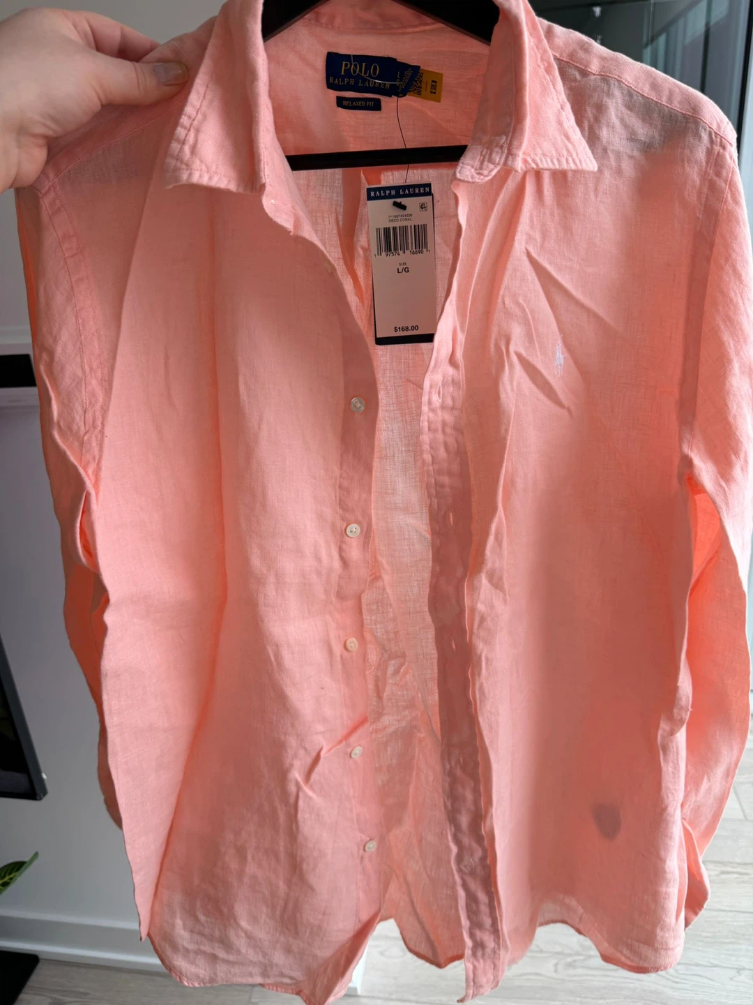 Polo Ralph Lauren Linen Shirt - Coral, Size L - photo 3