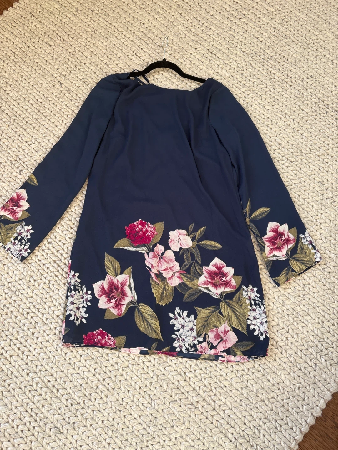 Navy Floral Long Sleeve Dress