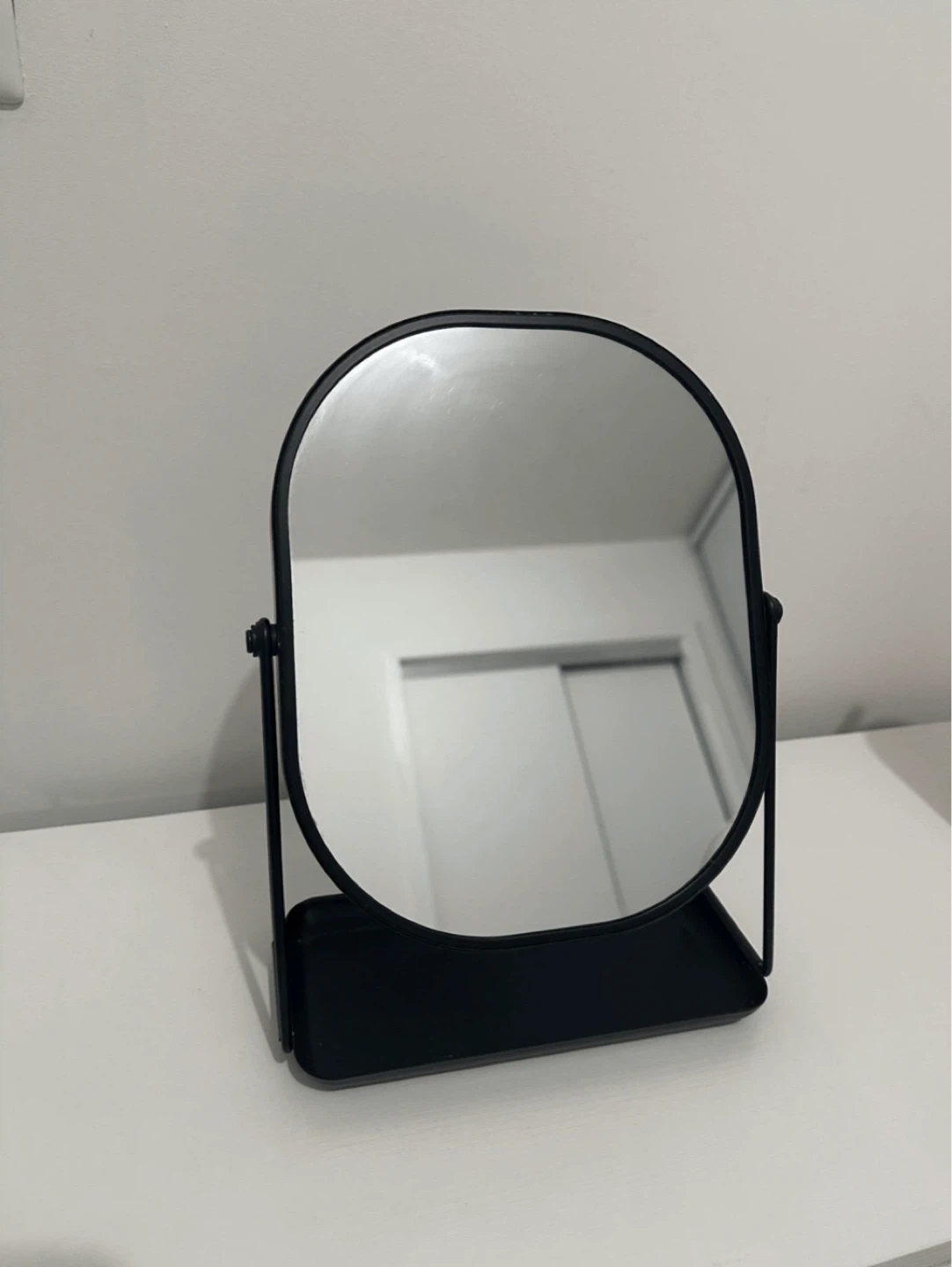 Black Metal Vanity Mirror with Tray