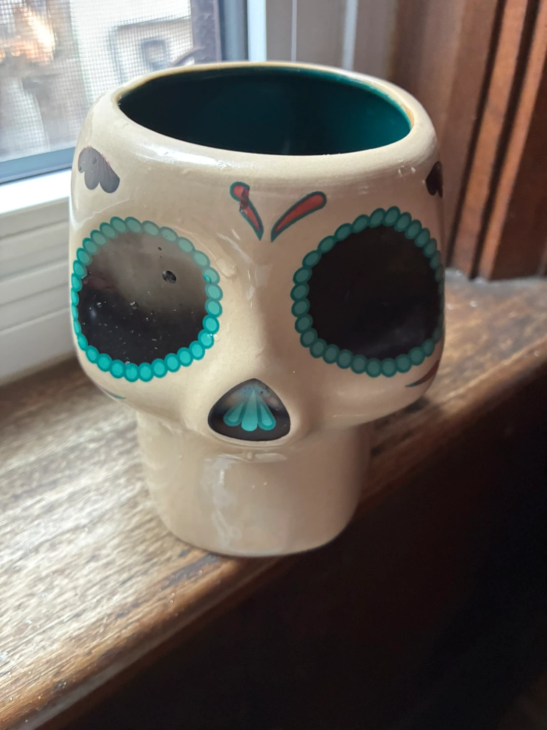 $6 Skull Shaped Mug Ceramic Tequila Cazadores bar ad