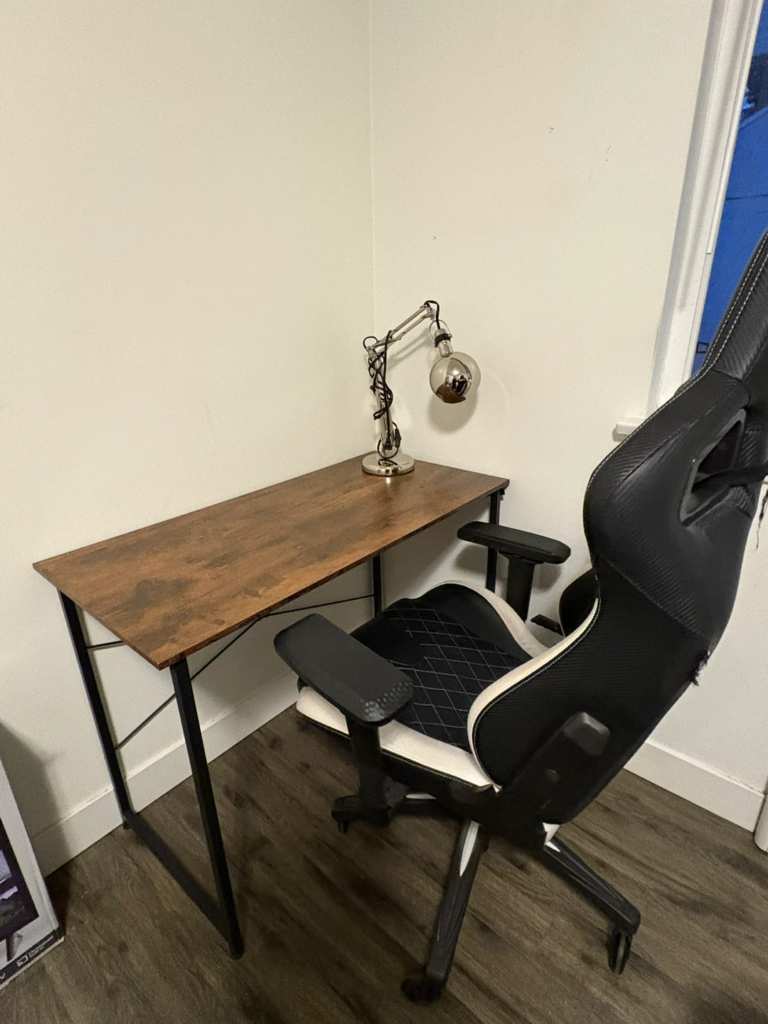 Rustic Wood Grain Desk with Black Metal Frame - photo 3