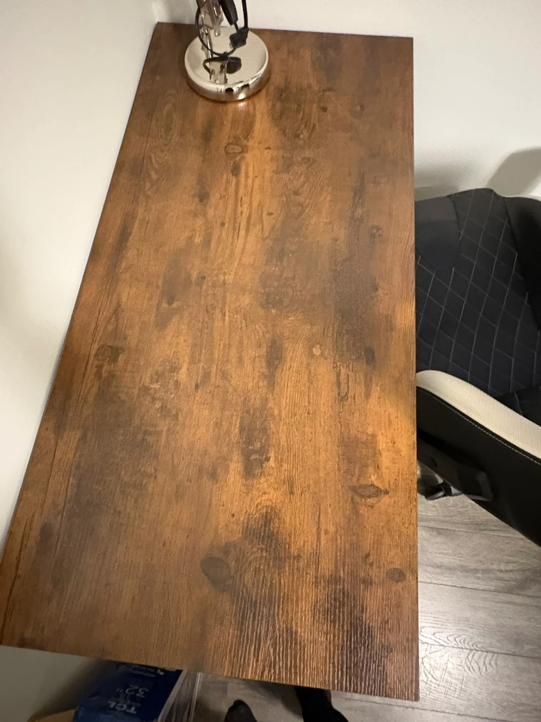 Rustic Wood Grain Desk with Black Metal Frame - photo 4