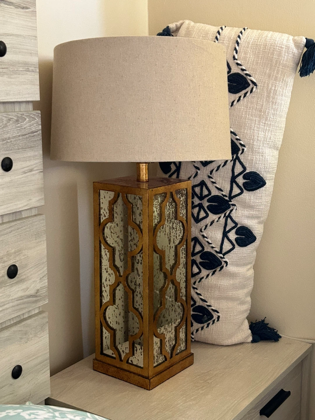 Decorative Lantern Table Lamp with Mirrored Panels