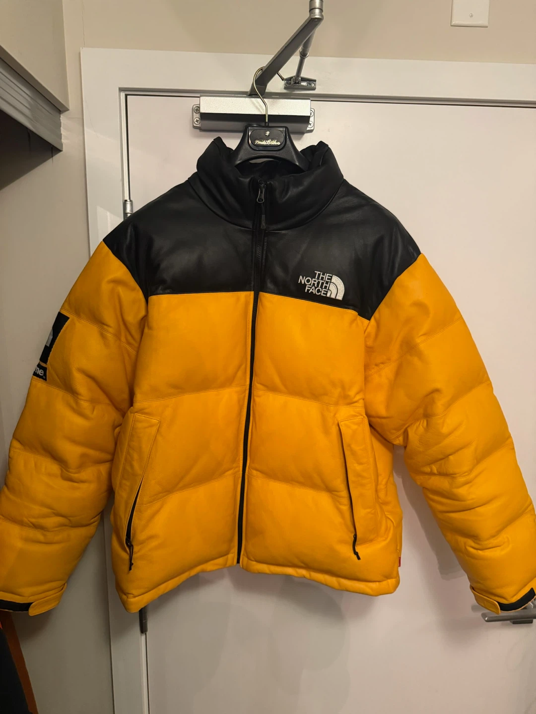 Supreme The North Face Leather Nuptse Jacket Yellow - photo 2