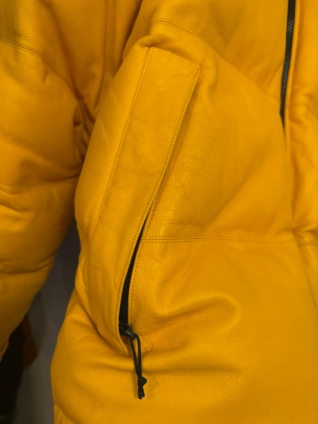 Supreme The North Face Leather Nuptse Jacket Yellow - photo 5