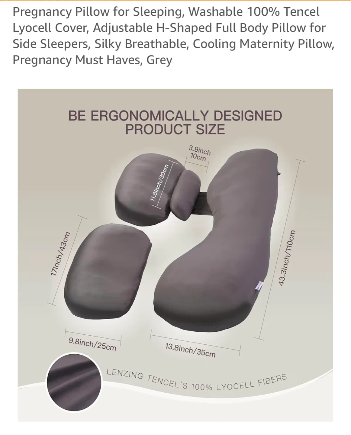 Full Body Pregnancy Pillow - Grey - photo 2