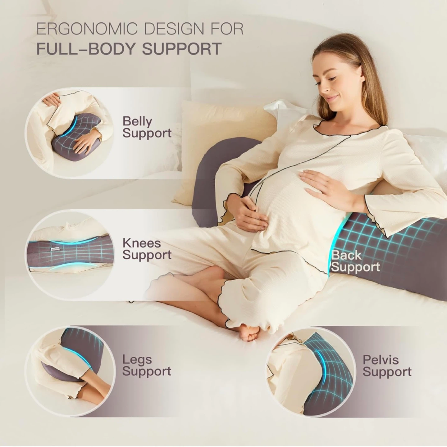 Full Body Pregnancy Pillow - Grey - photo 5