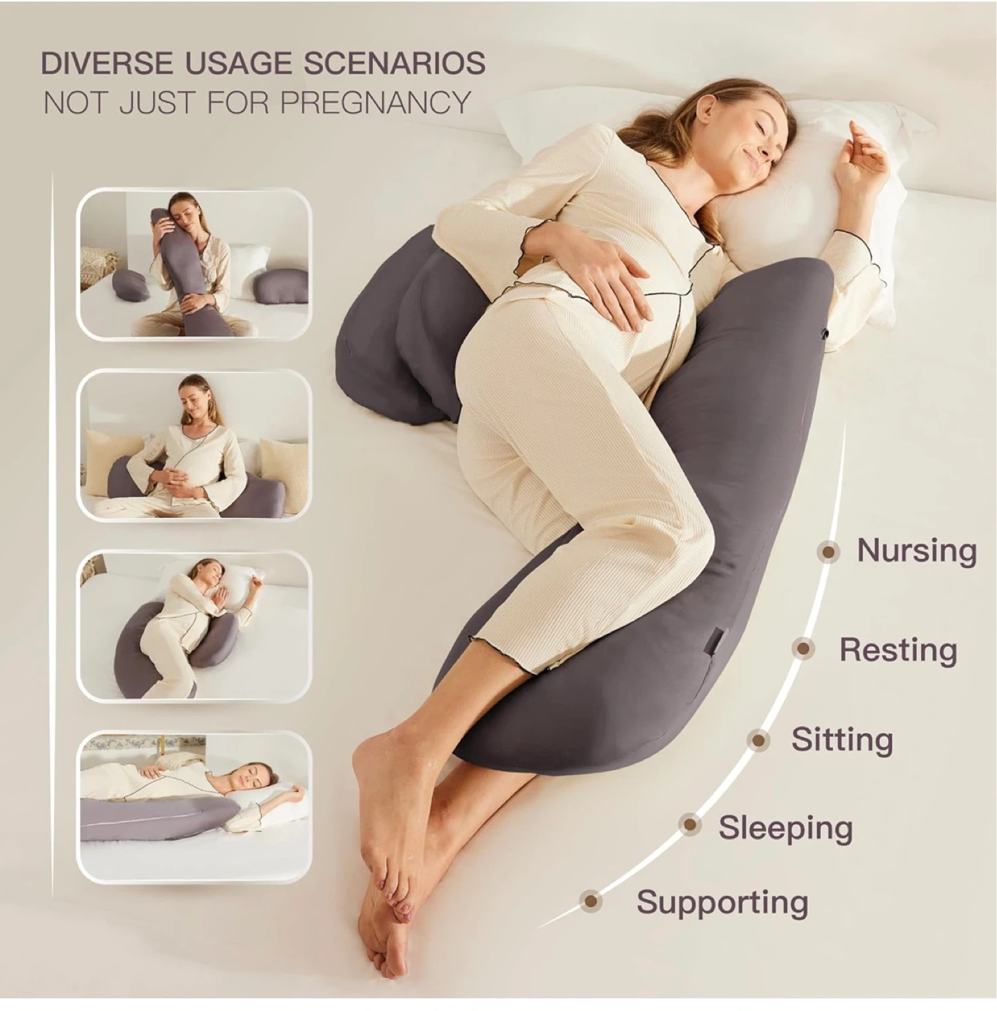 Full Body Pregnancy Pillow - Grey - photo 4