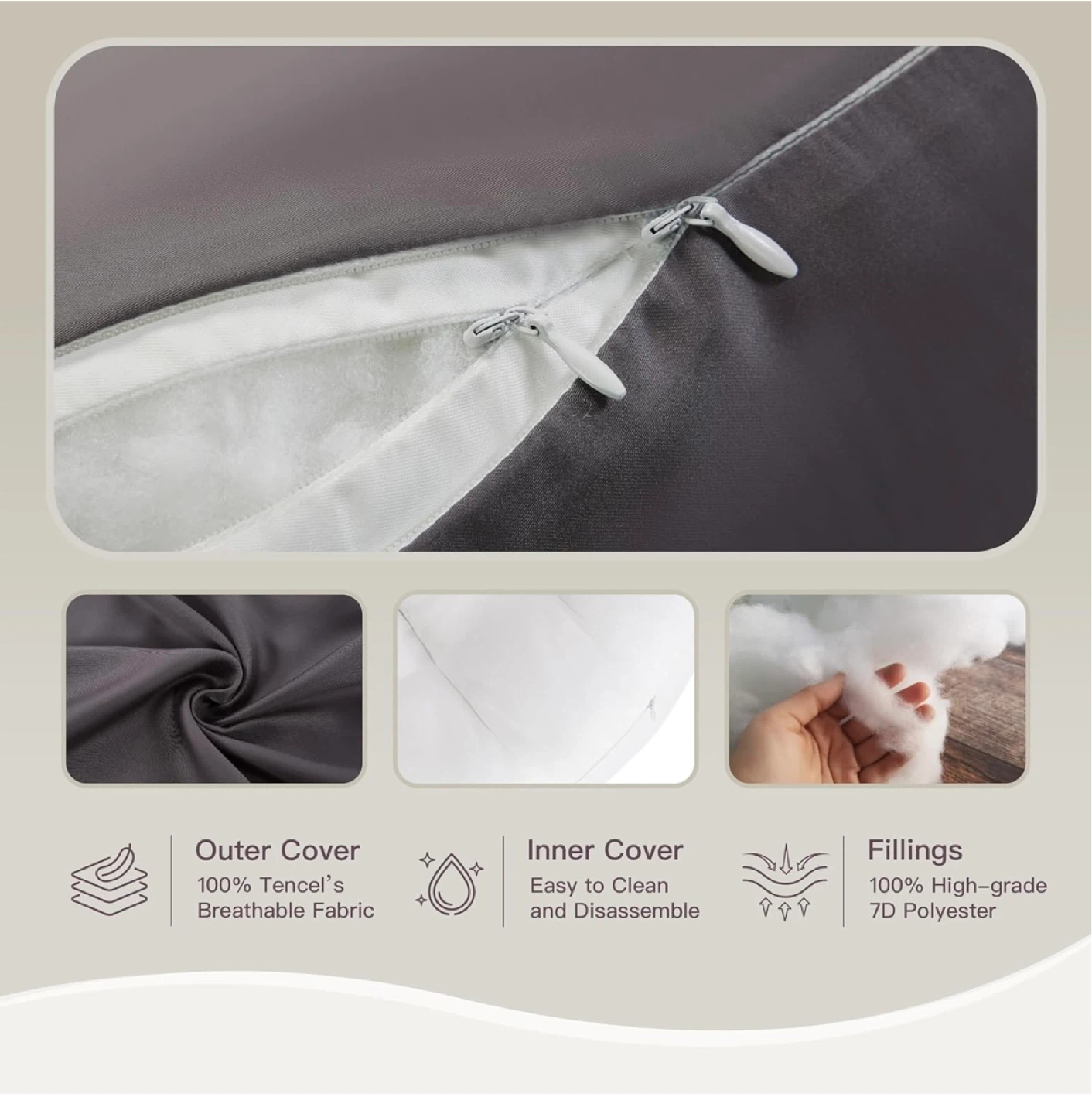 Full Body Pregnancy Pillow - Grey - photo 3