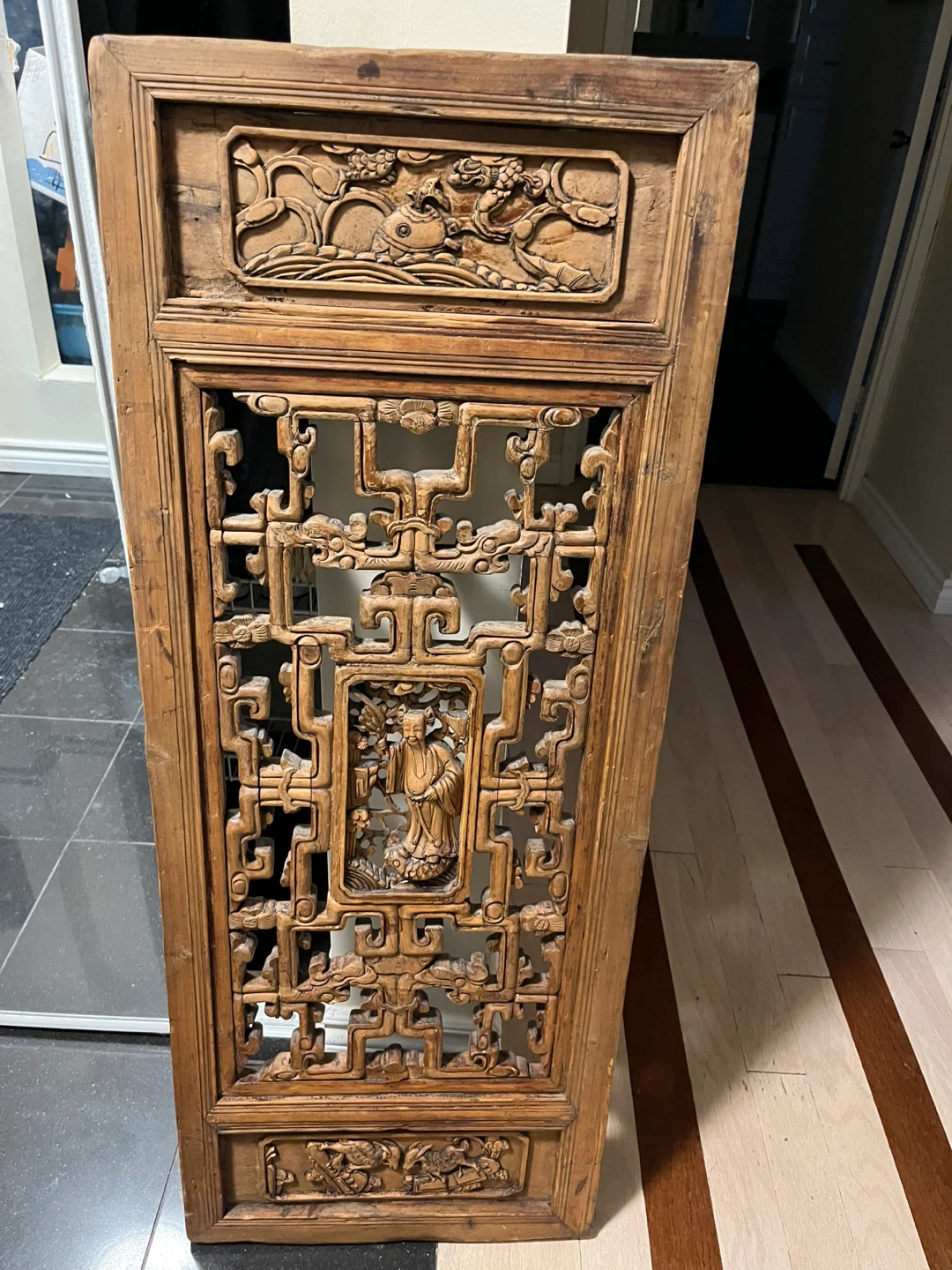 Vintage Wood Carved Decorative Panel