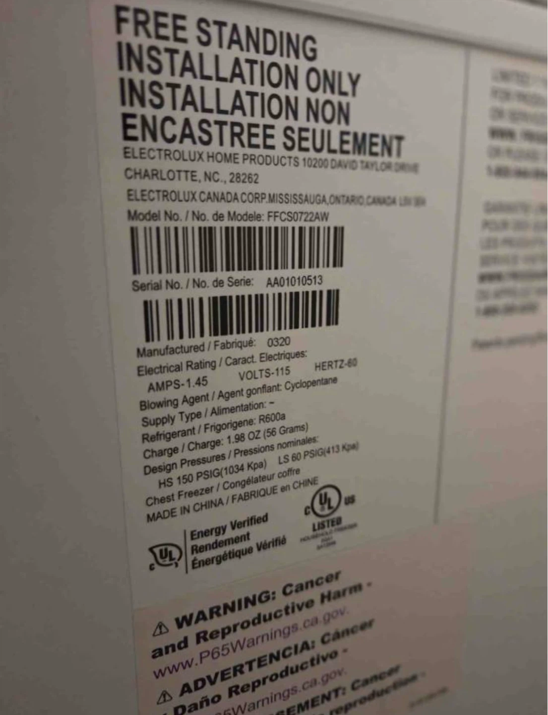 Frigidaire Chest Freezer 7.2 cu ft - photo 4