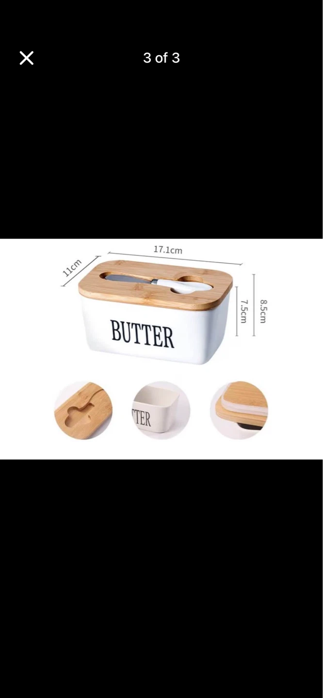Butter Dish with Bamboo Lid and Knife - photo 3