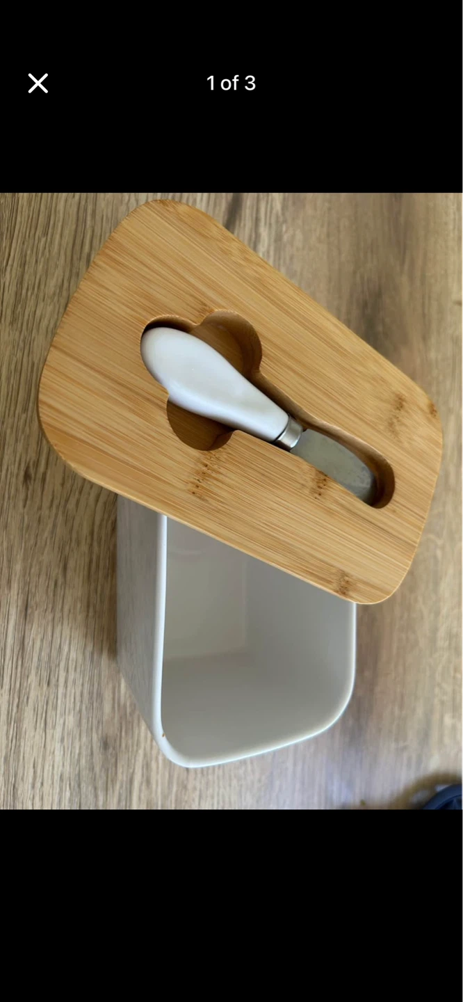 Butter Dish with Bamboo Lid and Knife