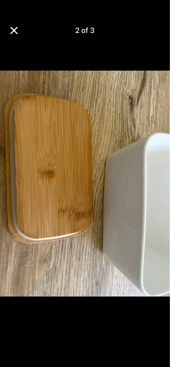 Butter Dish with Bamboo Lid and Knife - photo 2