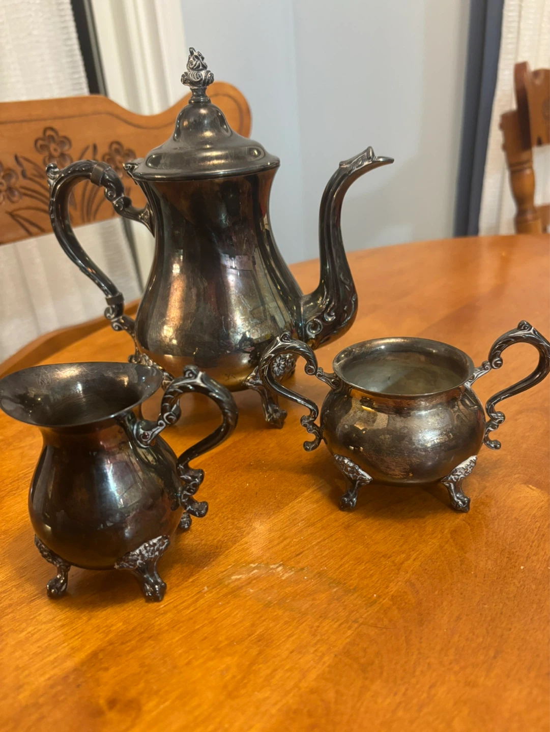 Vintage Silver Plated Tea Set with Creamer and Sugar Bowl