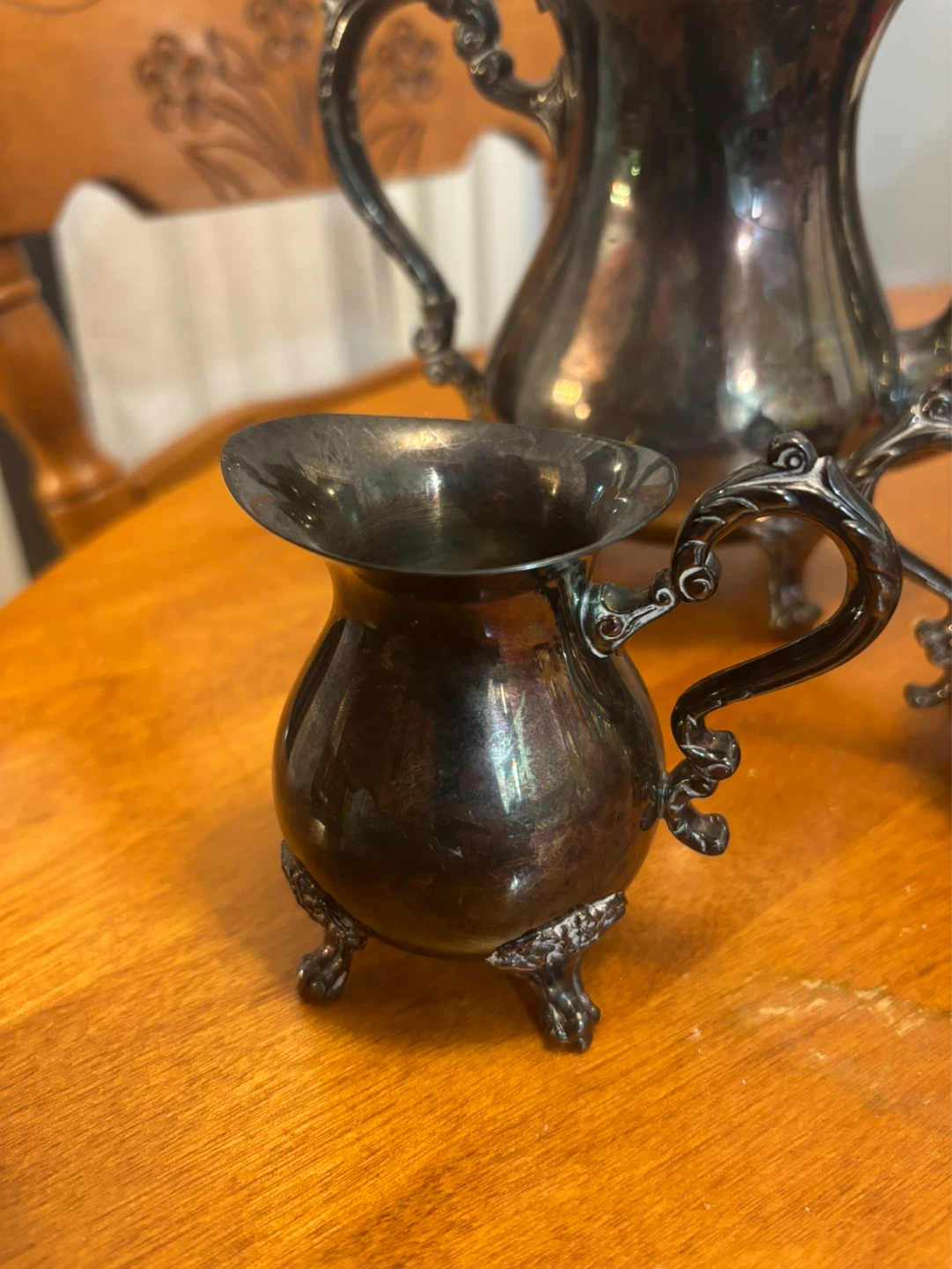 Vintage Silver Plated Tea Set with Creamer and Sugar Bowl - photo 3
