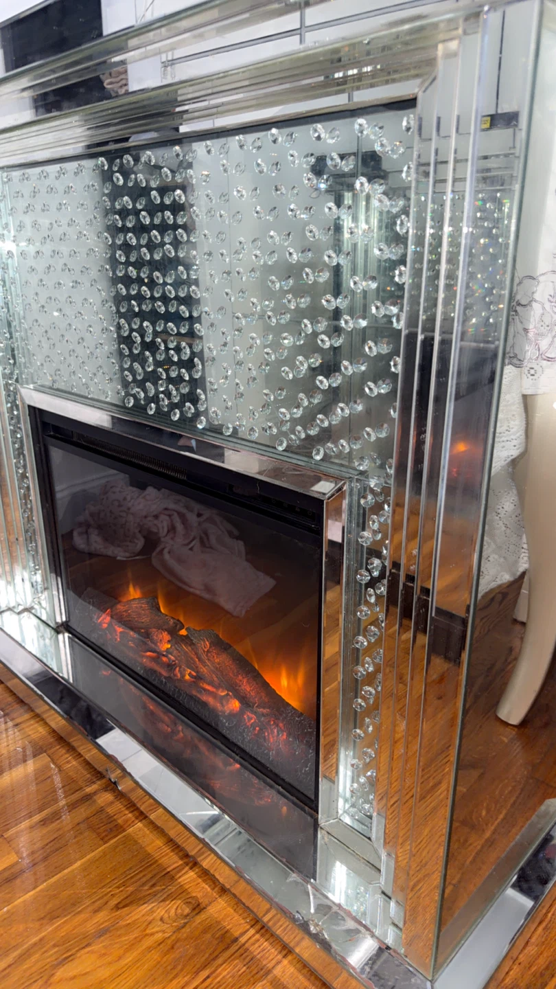 Mirrored Faux Fireplace with LED Flame Effect - photo 2