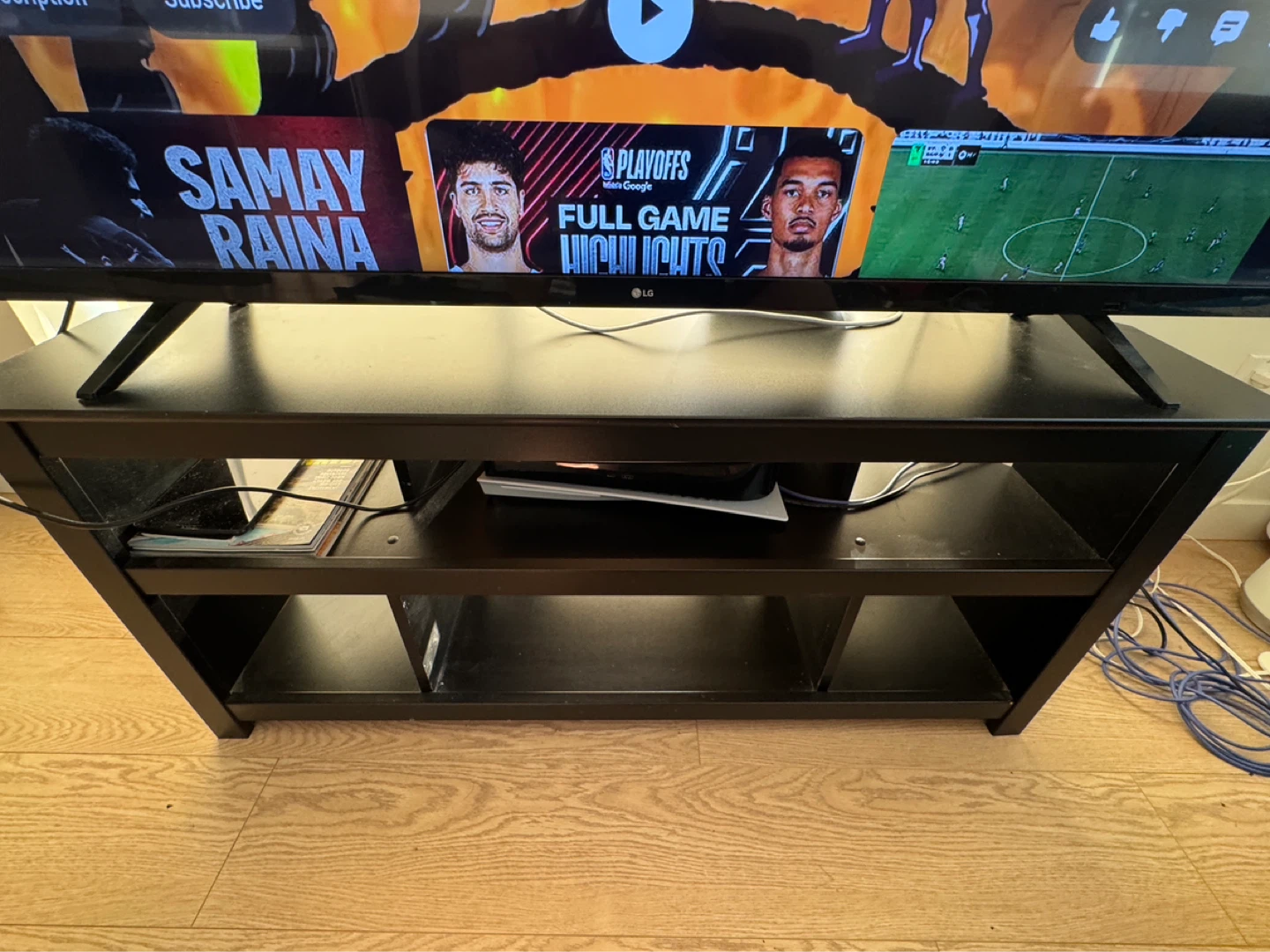 Black TV Stand with Shelves - photo 2