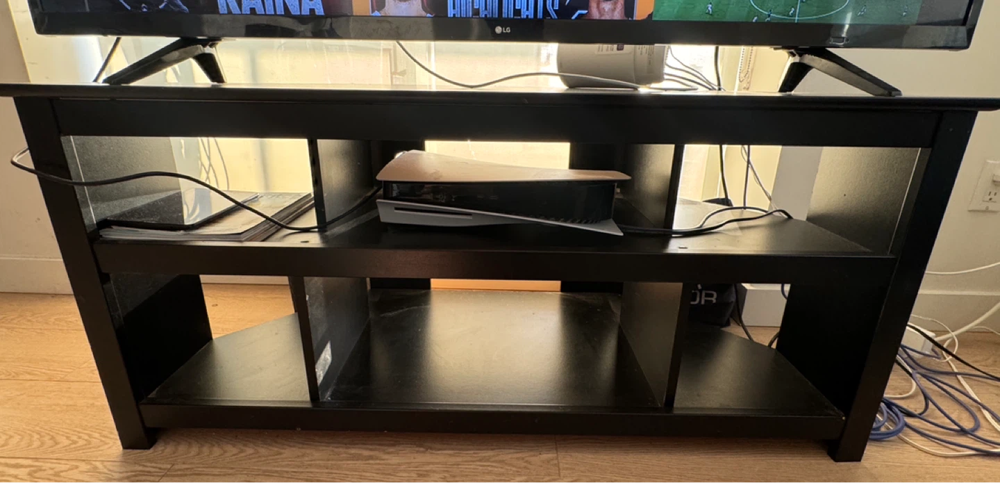 Black TV Stand with Shelves