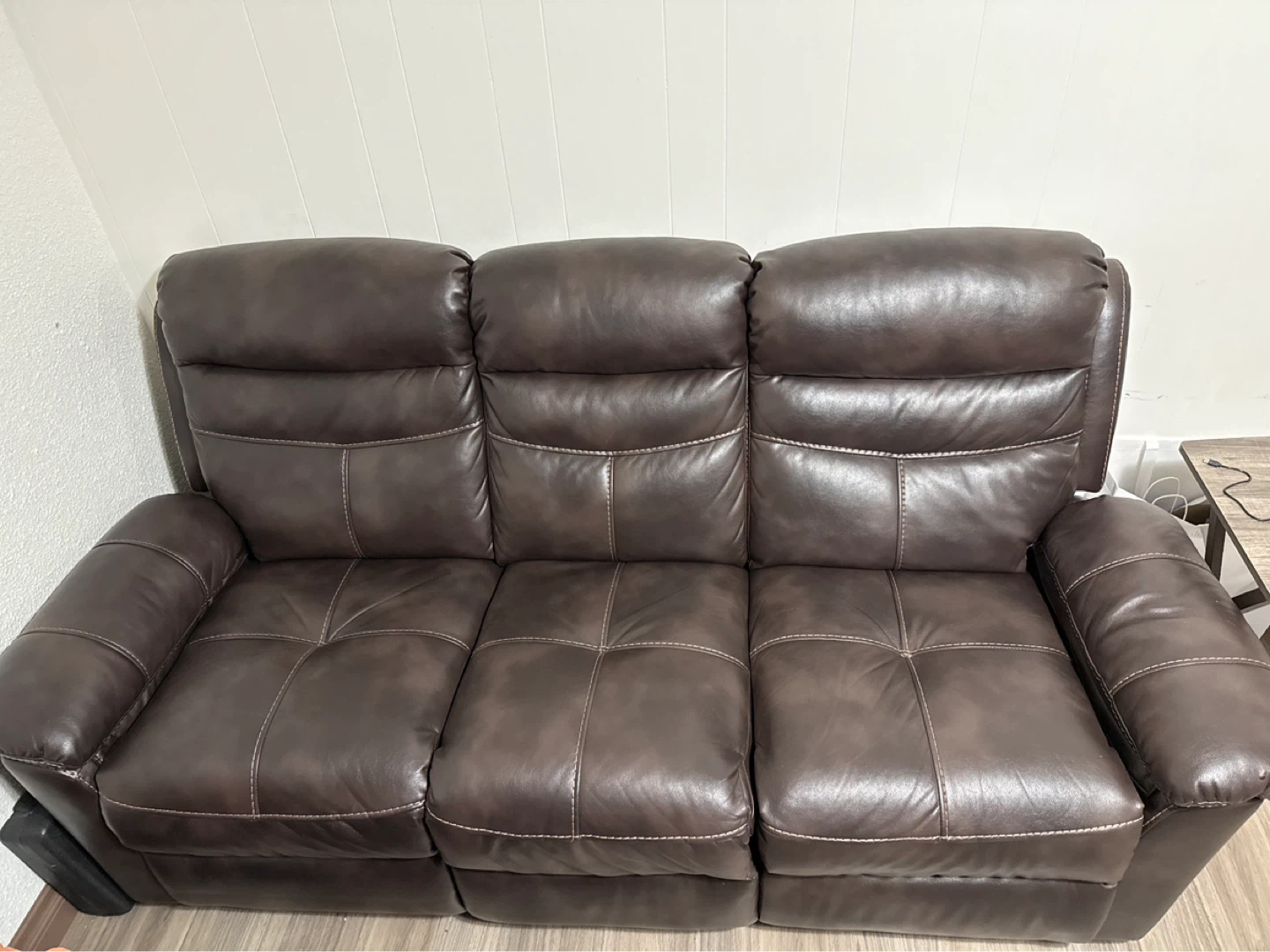 Brown Leather Reclining Sofa