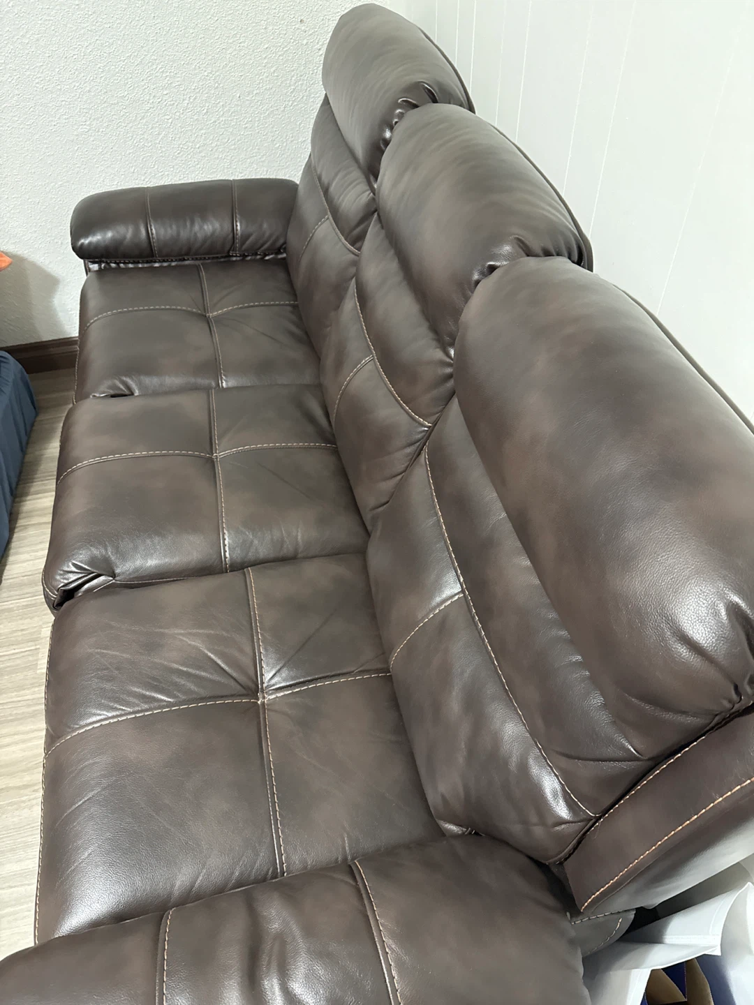 Brown Leather Reclining Sofa - photo 2
