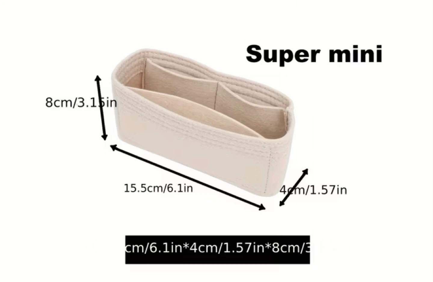Super Mini Bag Organizer Insert -Black - photo 3