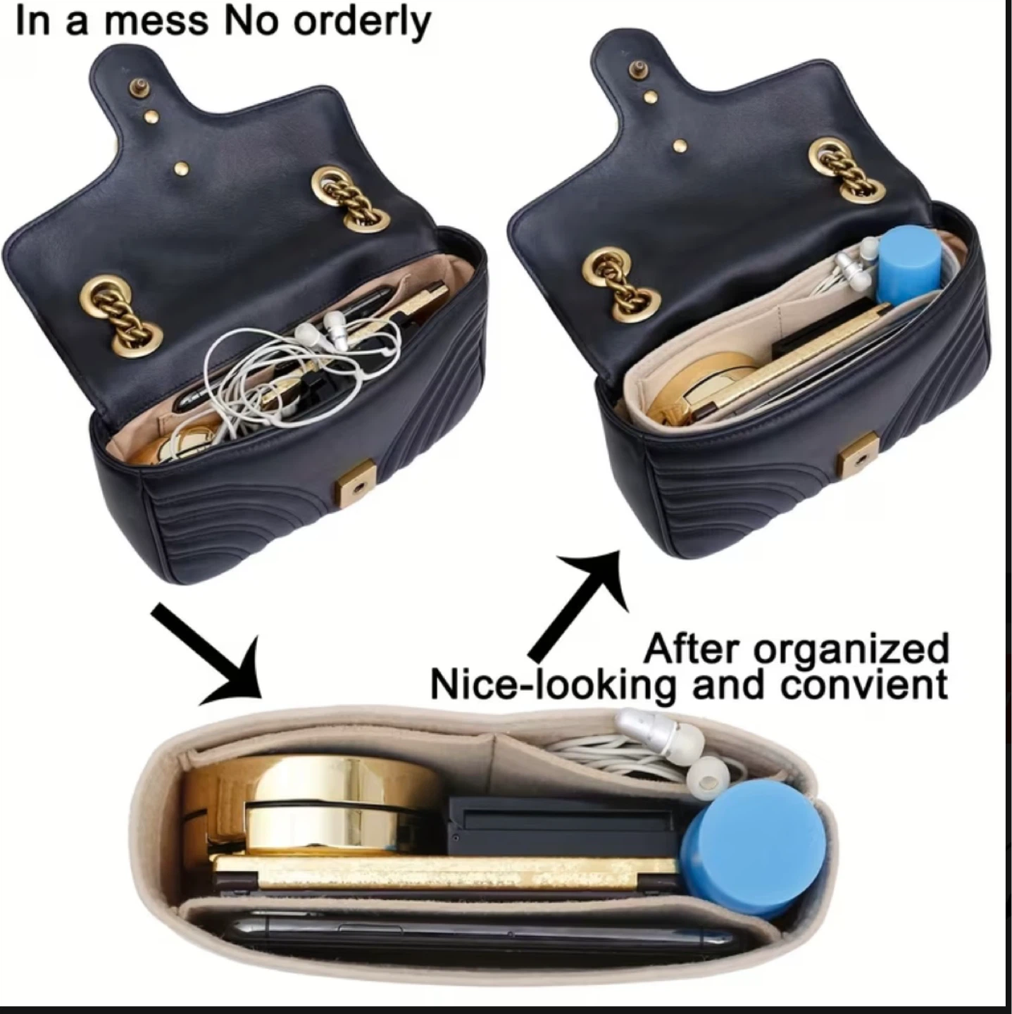 Super Mini Bag Organizer Insert -Black - photo 4