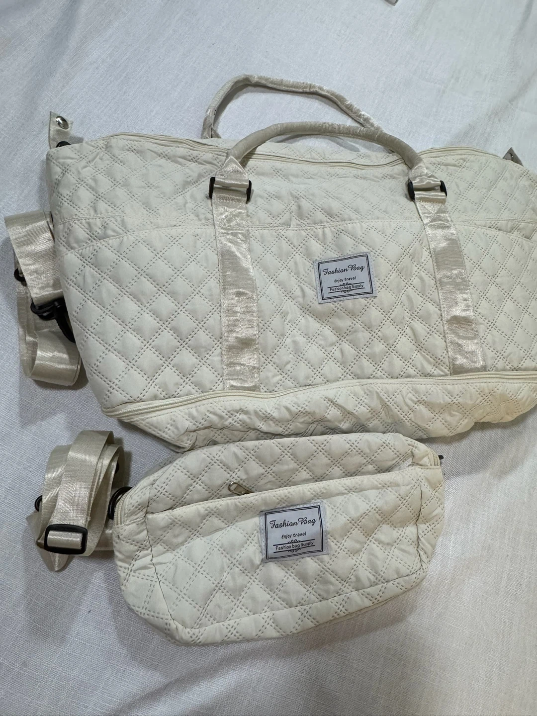 Quilted Duffel Bag with Matching Pouch