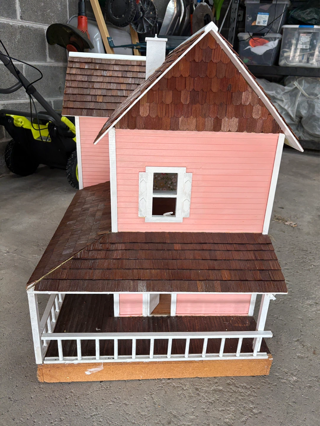 Pink Dollhouse with Wooden Shingle Roof - photo 4